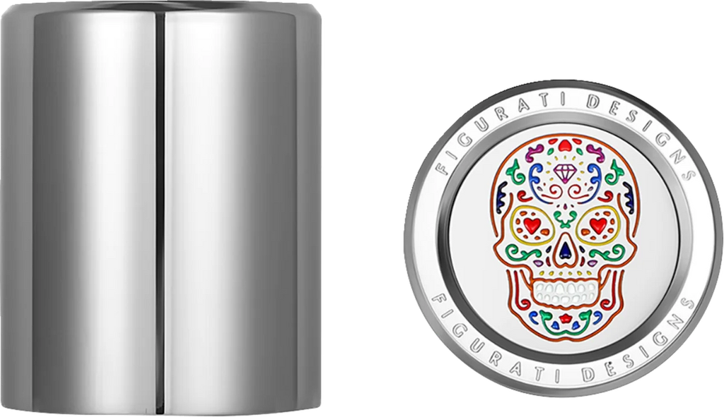 Figurati Designs Docking Cover - Medium - Mirror Polished - Sugar Skull - Side View