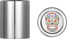 Load image into Gallery viewer, Figurati Designs Docking Cover - Medium - Mirror Polished - Sugar Skull - Side View
