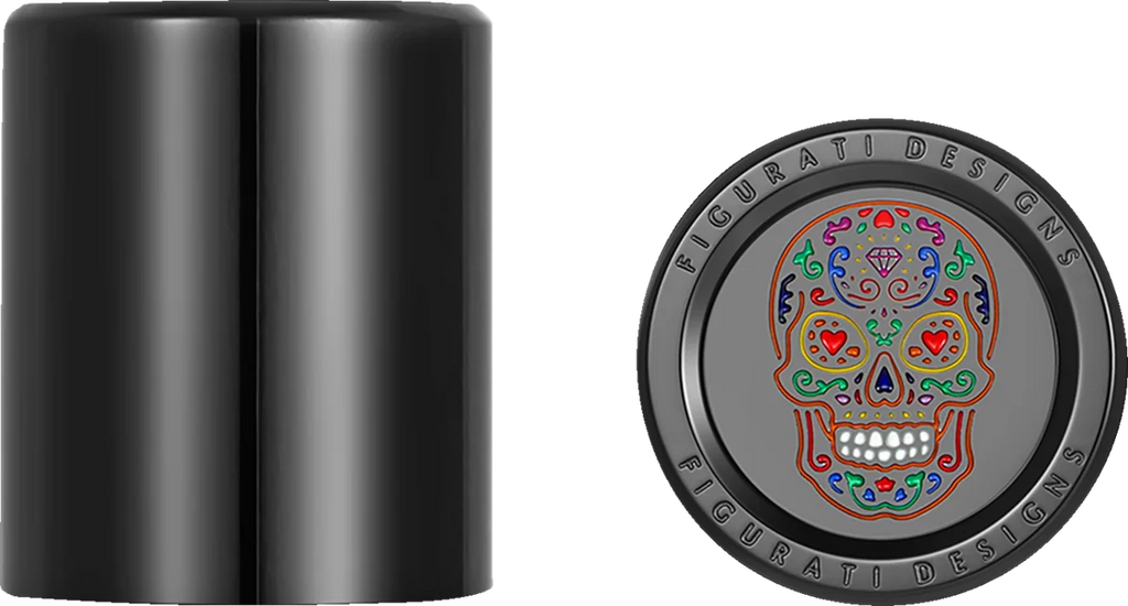 Figurati Designs Docking Cover - Short - Black - Sugar Skull - Side View