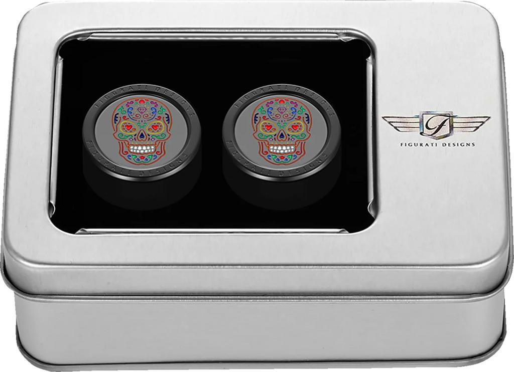 Figurati Designs Docking Cover - Short - Black - Sugar Skull - Back View
