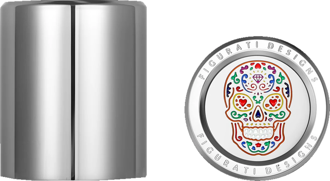 Figurati Designs Docking Cover - Short - Mirror Polished - Sugar Skull - Back View