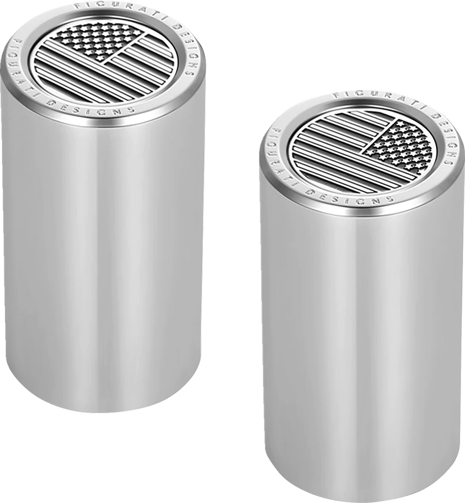 Figurati Designs Docking Hardware Covers - American Flag - Long - Contrast Cut - Stainless Steel - Main Product View