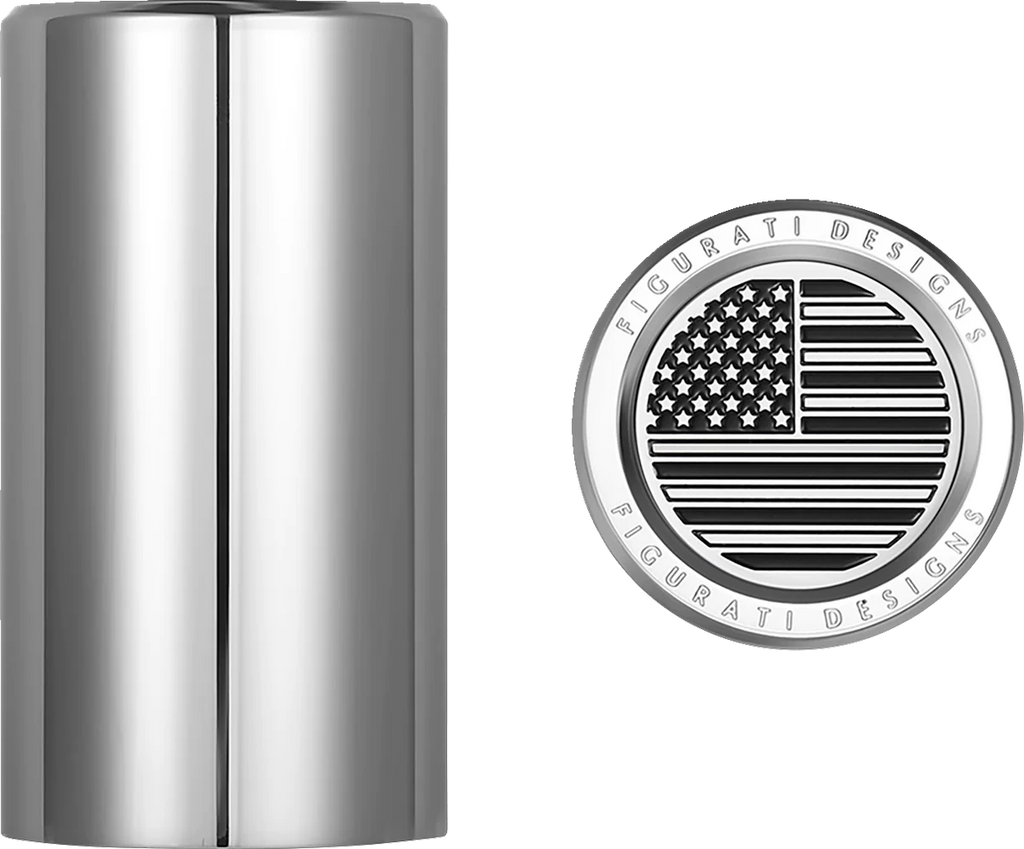 Figurati Designs Docking Hardware Covers - American Flag - Long - Contrast Cut - Stainless Steel - Back View