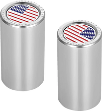 Load image into Gallery viewer, Figurati Designs Docking Hardware Covers - American Flag - Long - Stainless Steel - Main Product View