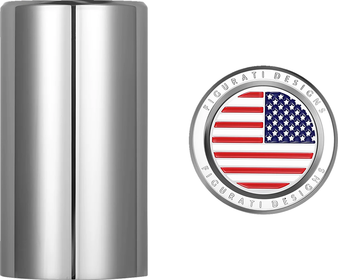 Figurati Designs Docking Hardware Covers - American Flag - Long - Stainless Steel - Back View