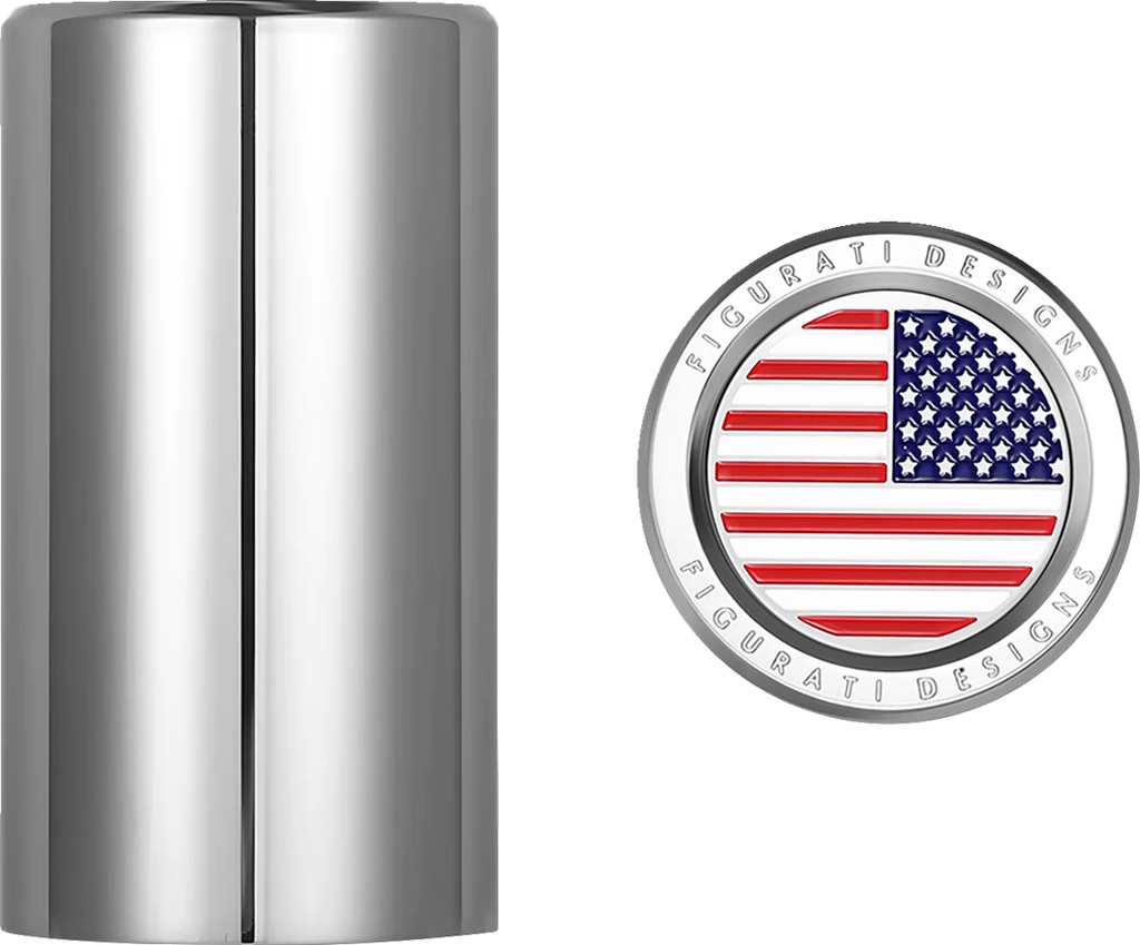 Figurati Designs Docking Hardware Covers - American Flag - Long - Stainless Steel - Back View