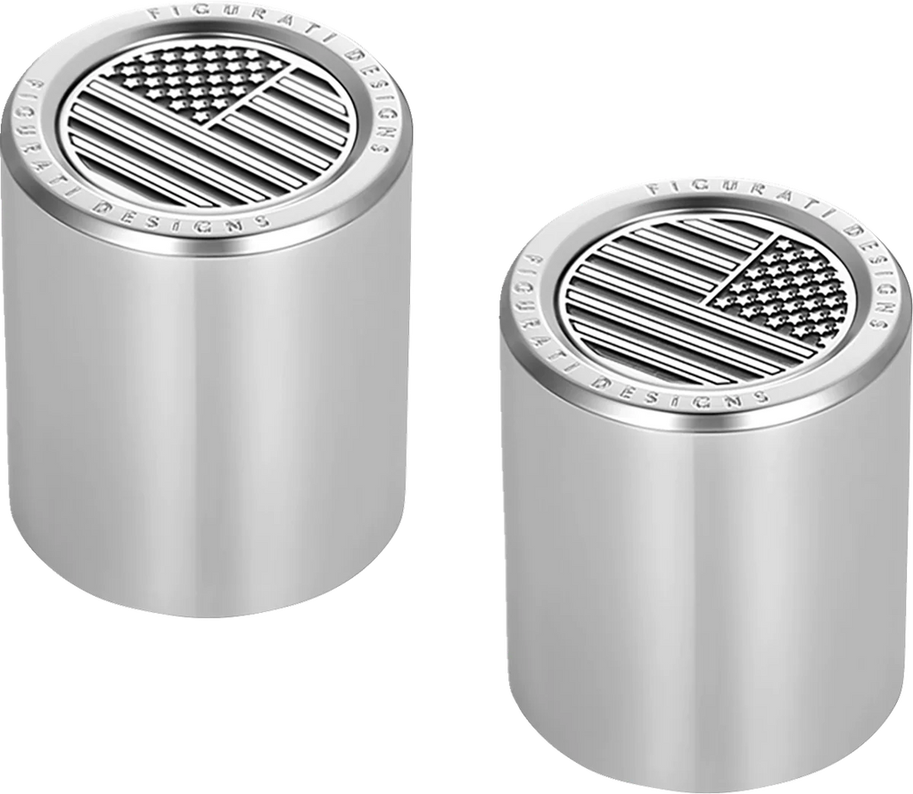 Figurati Designs Docking Hardware Covers - American Flag - Short - Contrast Cut - Stainless Steel - Main Product View