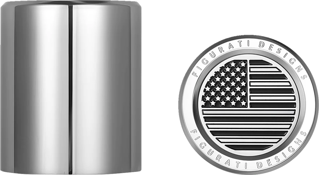 Figurati Designs Docking Hardware Covers - American Flag - Short - Contrast Cut - Stainless Steel - Side View
