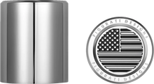 Load image into Gallery viewer, Figurati Designs Docking Hardware Covers - American Flag - Short - Contrast Cut - Stainless Steel - Side View