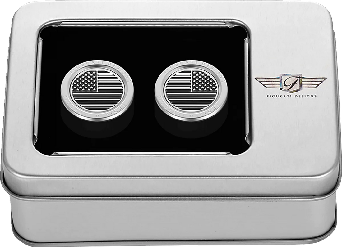 Figurati Designs Docking Hardware Covers - American Flag - Short - Contrast Cut - Stainless Steel - Back View