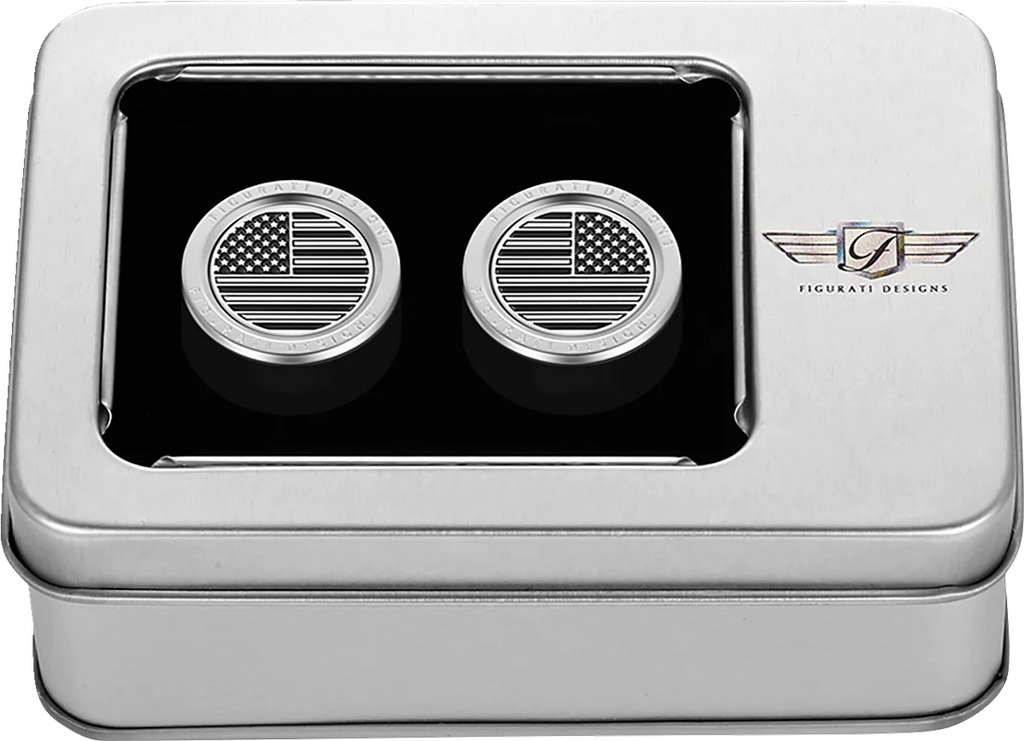 Figurati Designs Docking Hardware Covers - American Flag - Short - Contrast Cut - Stainless Steel - Back View