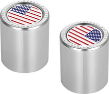 Load image into Gallery viewer, Figurati Designs Docking Hardware Covers - American Flag - Short - Stainless Steel - Main Product View