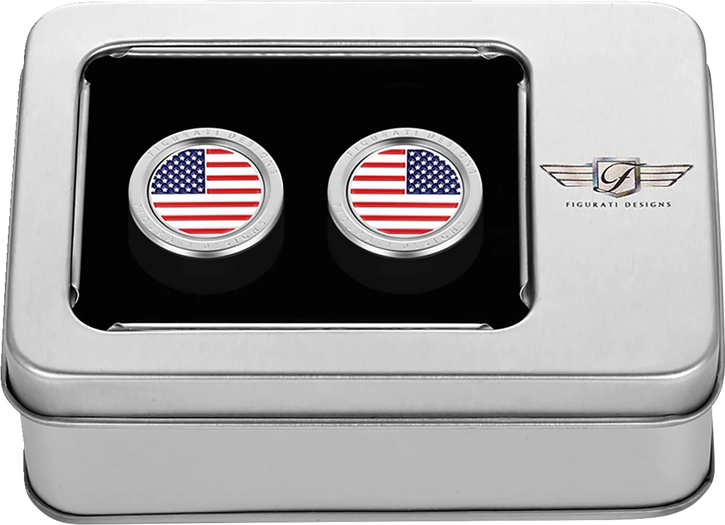 Figurati Designs Docking Hardware Covers - American Flag - Short - Stainless Steel - Side View