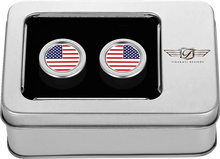Load image into Gallery viewer, Figurati Designs Docking Hardware Covers - American Flag - Short - Stainless Steel - Side View