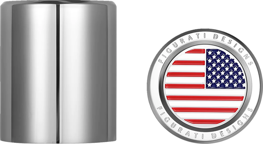 Figurati Designs Docking Hardware Covers - American Flag - Short - Stainless Steel - Back View