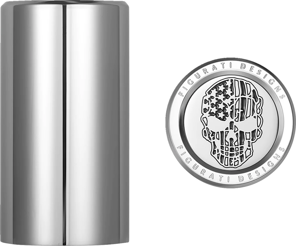 Figurati Designs Docking Hardware Covers - American Flag Skull - Contrast Cut - Stainless Steel - Main Product View
