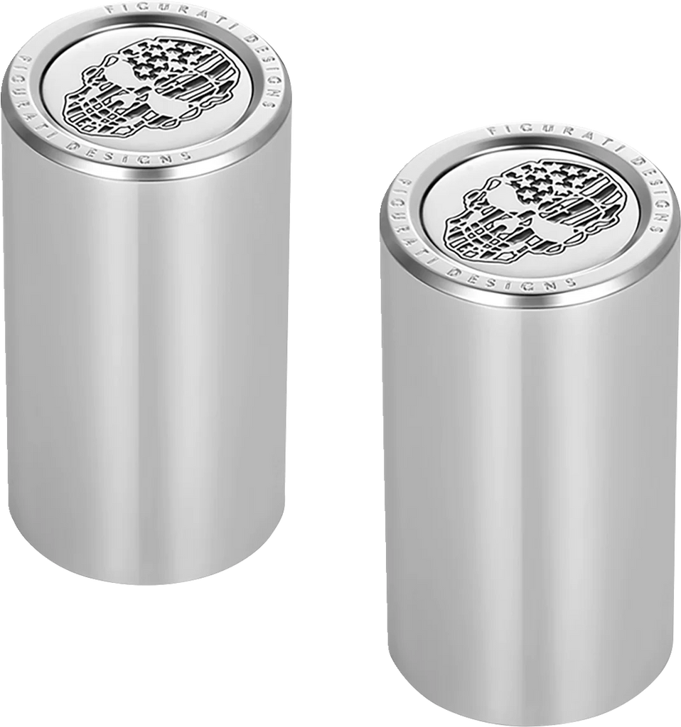 Figurati Designs Docking Hardware Covers - American Flag Skull - Contrast Cut - Stainless Steel - Back View