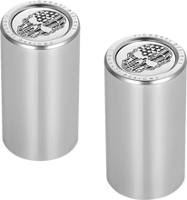 Load image into Gallery viewer, Figurati Designs Docking Hardware Covers - American Flag Skull - Contrast Cut - Stainless Steel - Back View