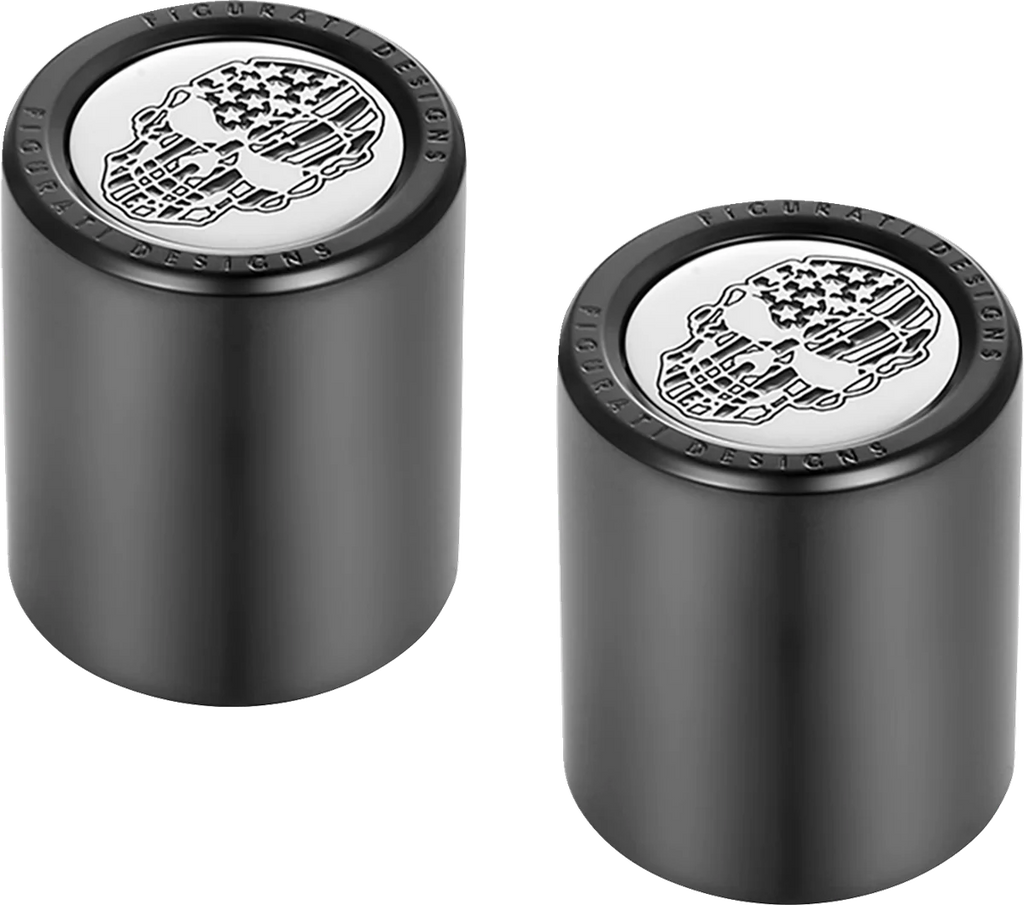 Figurati Designs Docking Hardware Covers - American Flag Skull - Short - Contrast Cut - Black - Side View