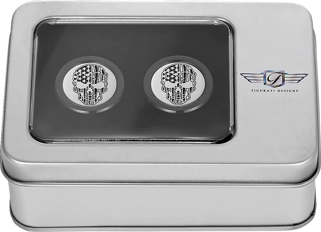 Figurati Designs Docking Hardware Covers - American Flag Skull - Short - Contrast Cut - Black - Back View
