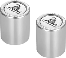 Load image into Gallery viewer, Figurati Designs Docking Hardware Covers - Don't Tread On Me - Short - Stainless Steel - Back View