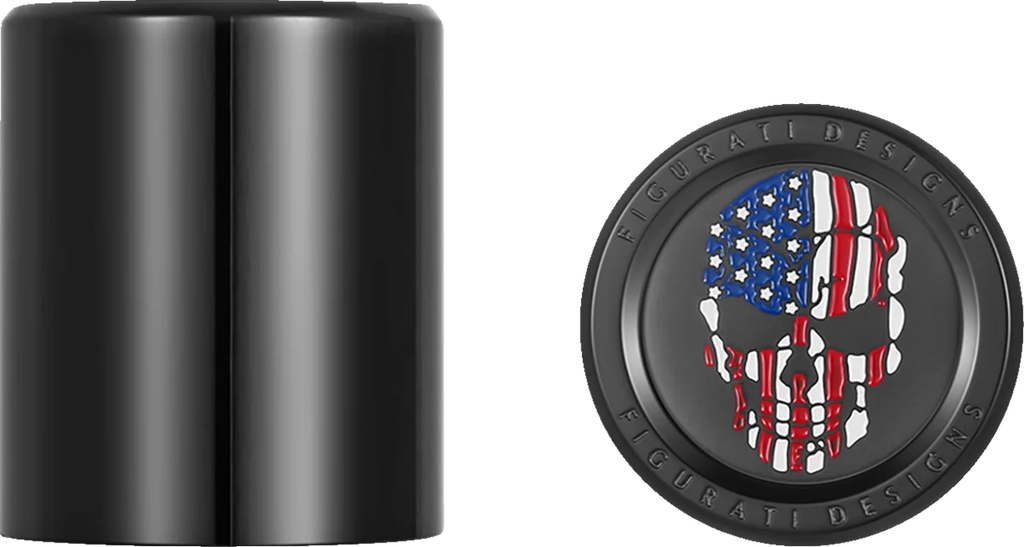 Figurati Designs Docking Hardware Covers - Red/White/Blue American Flag Skull - Black - Main Product View