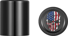 Load image into Gallery viewer, Figurati Designs Docking Hardware Covers - Red/White/Blue American Flag Skull - Black - Main Product View