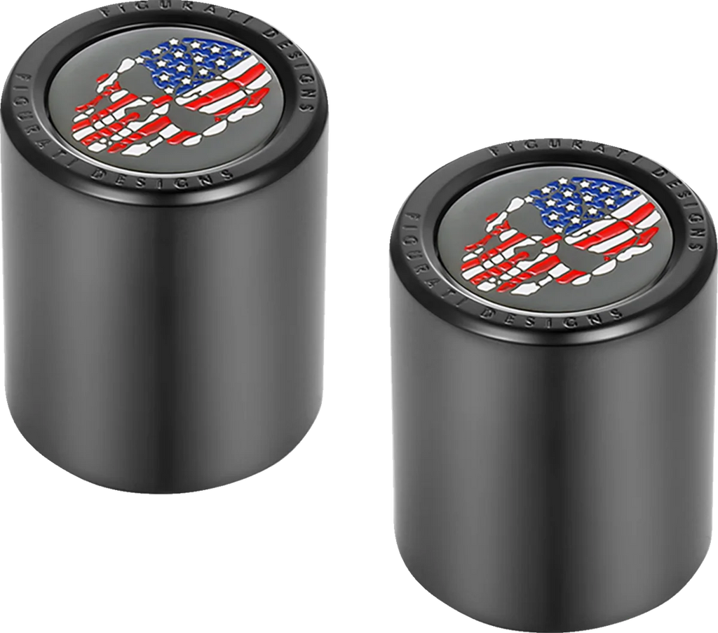 Figurati Designs Docking Hardware Covers - Red/White/Blue American Flag Skull - Black - Side View