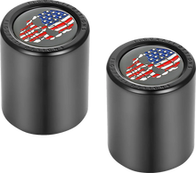 Load image into Gallery viewer, Figurati Designs Docking Hardware Covers - Red/White/Blue American Flag Skull - Black - Side View