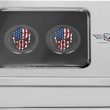 Load image into Gallery viewer, Figurati Designs Docking Hardware Covers - Red/White/Blue American Flag Skull - Black - Back View