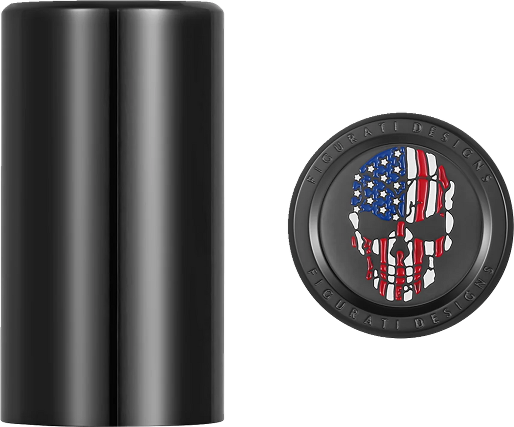 Figurati Designs Docking Hardware Covers - Red/White/Blue American Flag Skull - Long - Black - Main Product View
