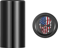 Load image into Gallery viewer, Figurati Designs Docking Hardware Covers - Red/White/Blue American Flag Skull - Long - Black - Main Product View