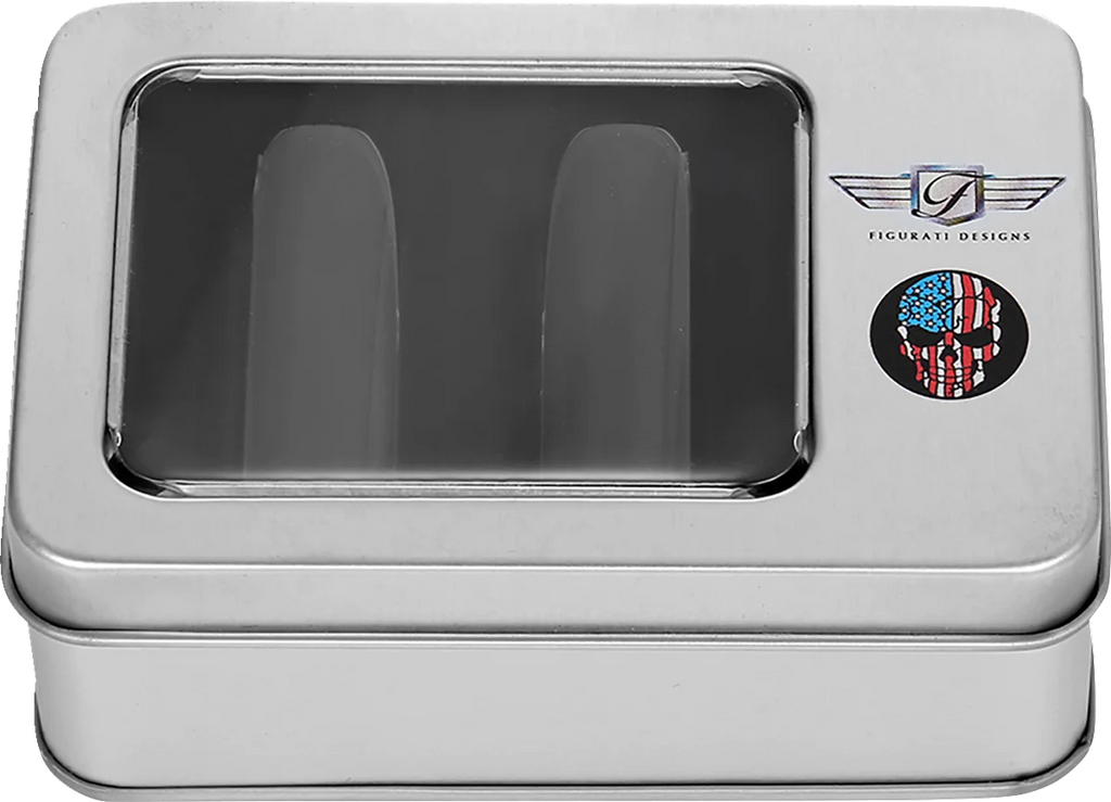 Figurati Designs Docking Hardware Covers - Red/White/Blue American Flag Skull - Long - Black - Back View