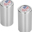 Load image into Gallery viewer, Figurati Designs Docking Hardware Covers - Red/White/Blue American Flag Skull - Long - Stainless Steel - Side View