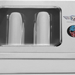 Load image into Gallery viewer, Figurati Designs Docking Hardware Covers - Red/White/Blue American Flag Skull - Long - Stainless Steel - Back View