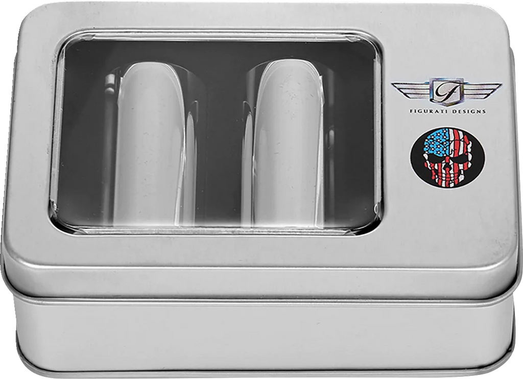 Figurati Designs Docking Hardware Covers - Red/White/Blue American Flag Skull - Long - Stainless Steel - Back View