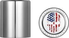 Load image into Gallery viewer, Figurati Designs Docking Hardware Covers - Red/White/Blue American Flag Skull - Short - Main Product View