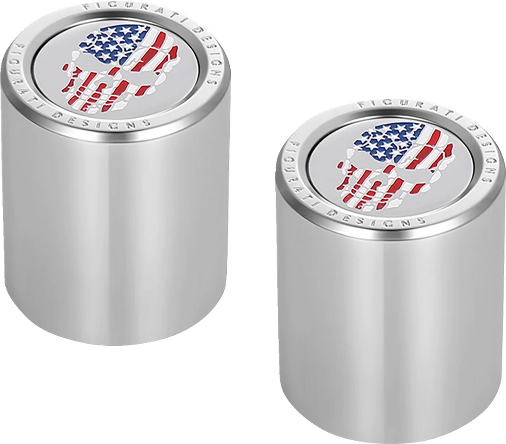 Figurati Designs Docking Hardware Covers - Red/White/Blue American Flag Skull - Short - Side View