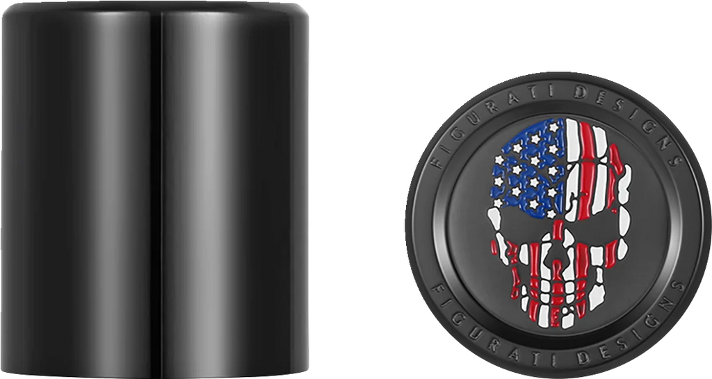 Figurati Designs Docking Hardware Covers - Red/White/Blue American Flag Skull - Short - Black - Main Product View