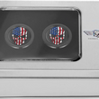 Load image into Gallery viewer, Figurati Designs Docking Hardware Covers - Red/White/Blue American Flag Skull - Short - Black - Back View