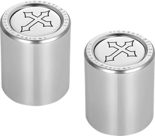 Load image into Gallery viewer, Figurati Designs Docking Hardware Covers - Short - Cross - Stainless Steel - Side View
