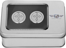 Load image into Gallery viewer, Figurati Designs Docking Hardware Covers - Short - Cross - Stainless Steel - Back View