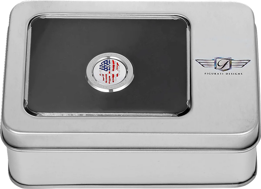 Figurati Designs Heel-Toe Shifter Cover - American Flag Skull - Red/White/Blue - Back View
