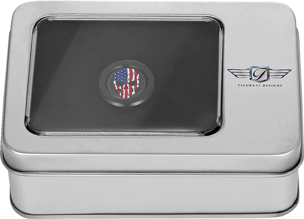 Figurati Designs Heel-Toe Shifter Cover - American Flag Skull - Red/White/Blue/Black - Side View