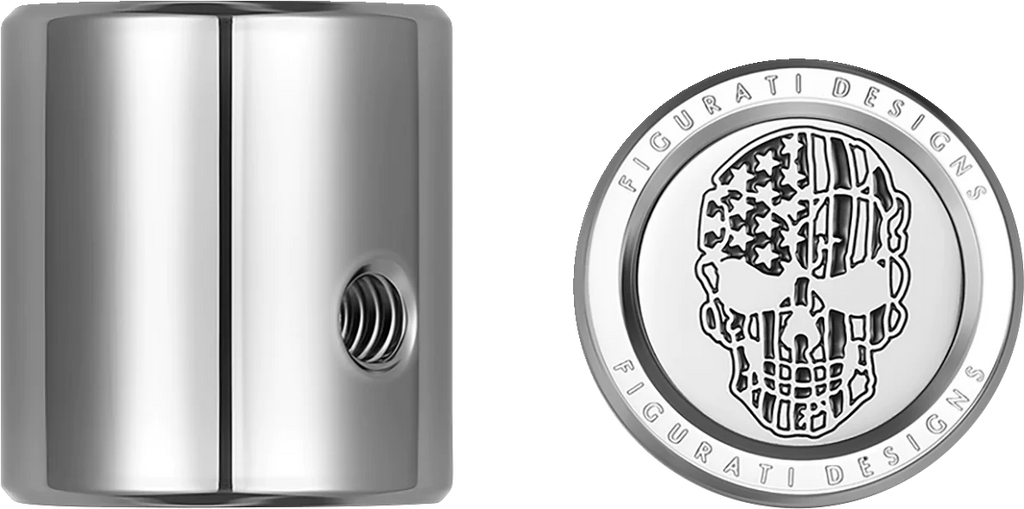 Figurati Designs Heel-Toe Shifter Cover - American Flag Skull - Stainless Steel - Back View