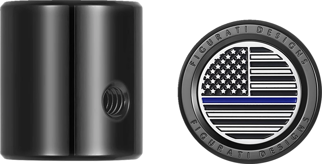 Figurati Designs Heel-Toe Shifter Cover - Blue Line American Flag - Black - Side View