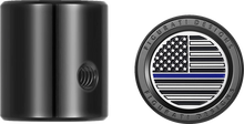 Load image into Gallery viewer, Figurati Designs Heel-Toe Shifter Cover - Blue Line American Flag - Black - Side View