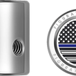 Load image into Gallery viewer, Figurati Designs Heel-Toe Shifter Cover - Blue Line American Flag - Stainless Steel - Side View