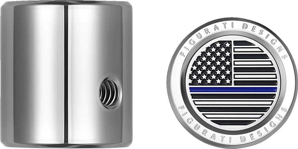 Figurati Designs Heel-Toe Shifter Cover - Blue Line American Flag - Stainless Steel - Side View