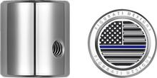 Load image into Gallery viewer, Figurati Designs Heel-Toe Shifter Cover - Blue Line American Flag - Stainless Steel - Side View